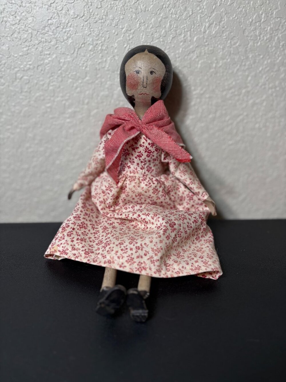 Folk Art Vintage Hand Painted Wooden Doll